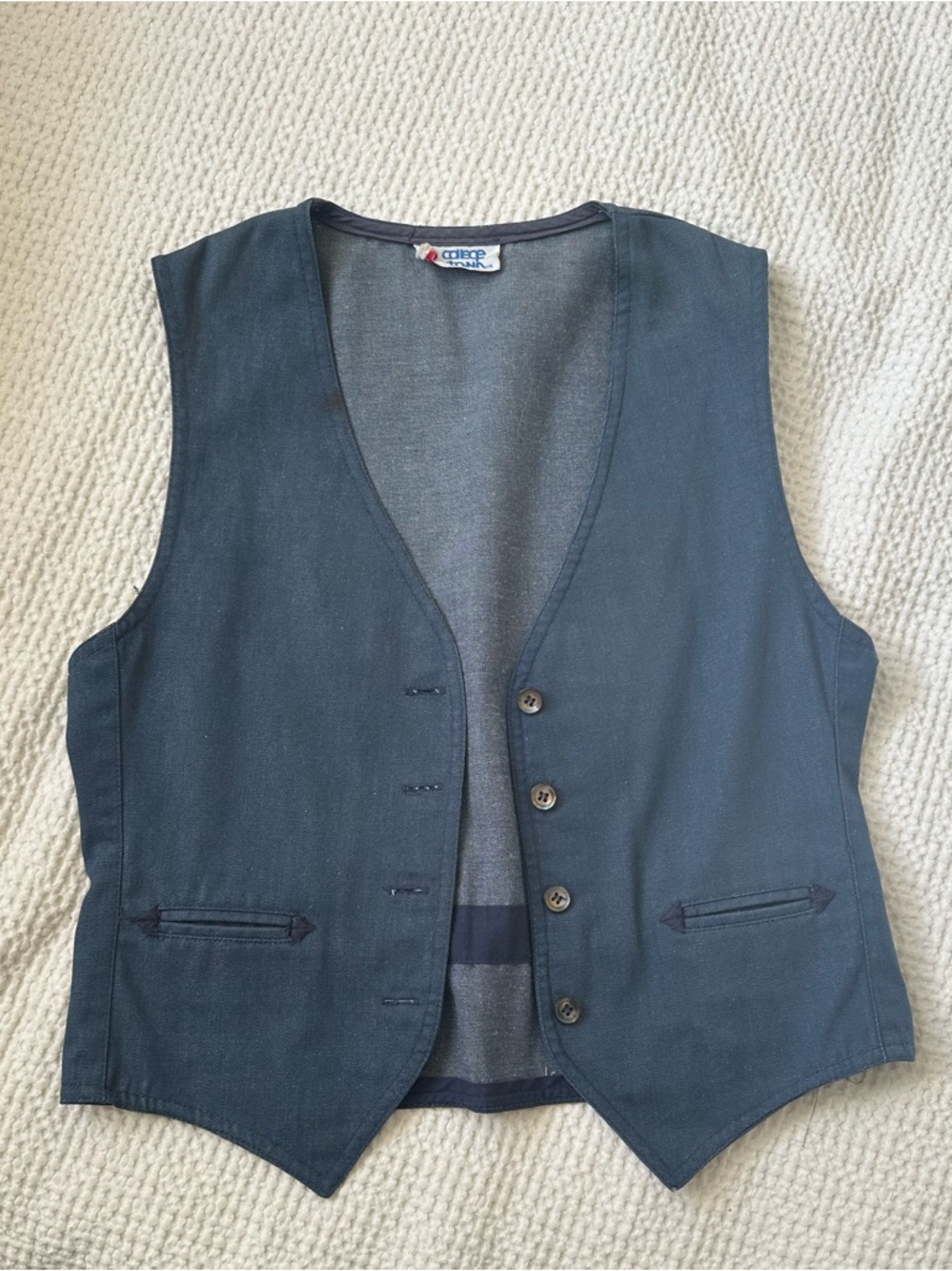 Vintage Navy Blue Cotton Vest